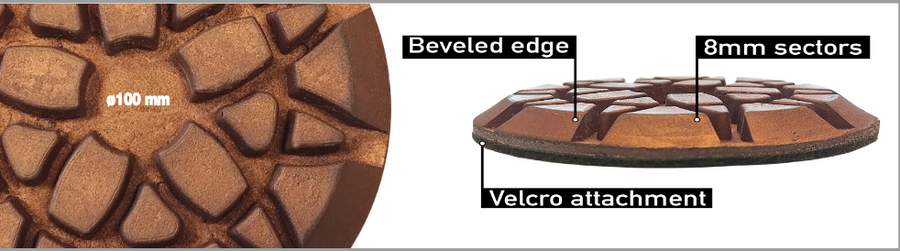 JUMPER COPPER Flexible Resin Bond Diamond Discs for Marble, Limestone & Travertine | Ø100 mm Velcro | Klindex
