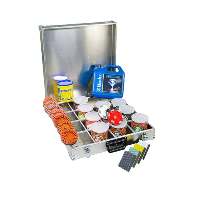 Professional marble, Terrazzo, Granite & Concrete grinding polishing kits complete with trolley| Klindex