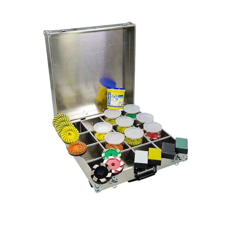 Professional marble, Terrazzo, Granite & Concrete grinding polishing kits complete with trolley| Klindex