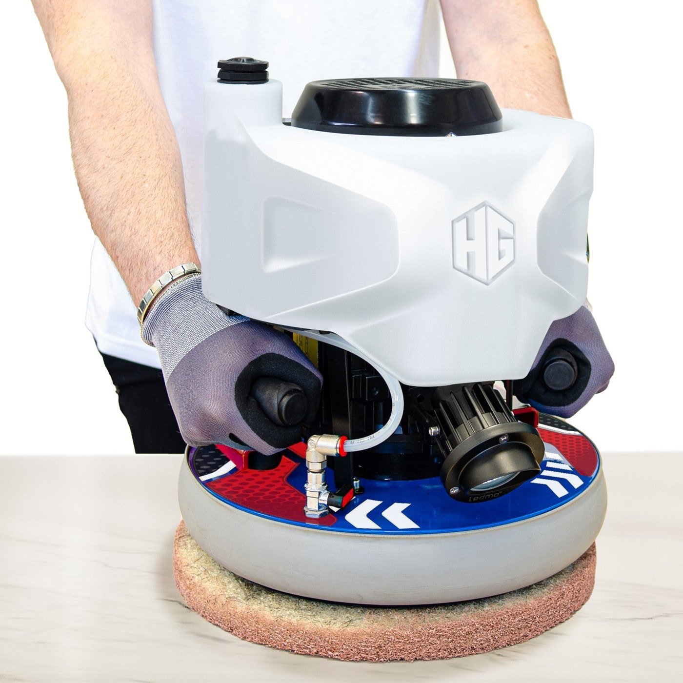 Hyper Grinder CT countertop polishing and sanding machine with LED light and splashguard