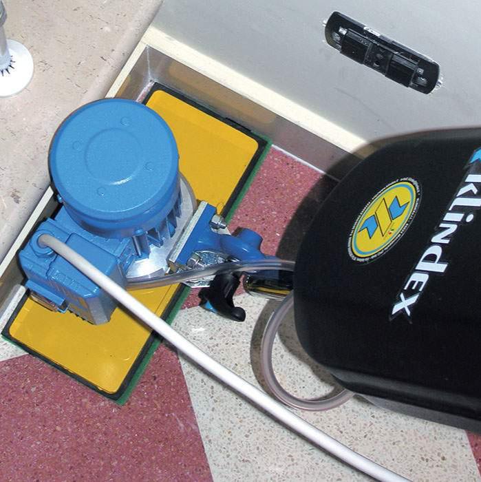 Klindex Mini Power orbital machine for cleaning and polishing hard to reach areas.