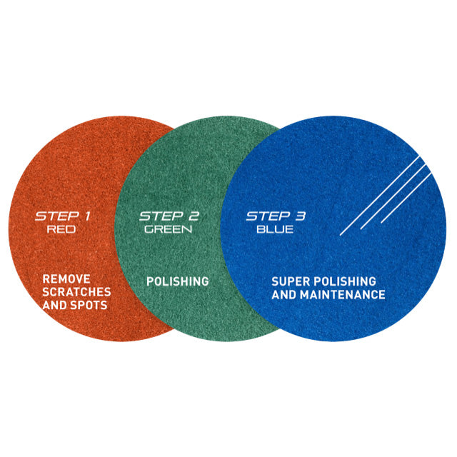Tripad by Klindex floor polishing pads used on marble floor with rotary machine